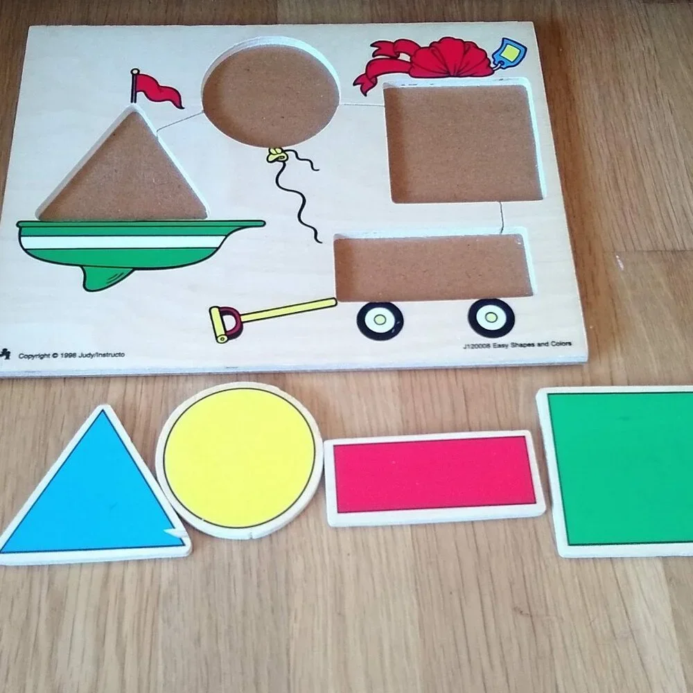 Wooden Easy Shapes & Colors Geometric Puzzle 1998 Judy /Instructo Vintage